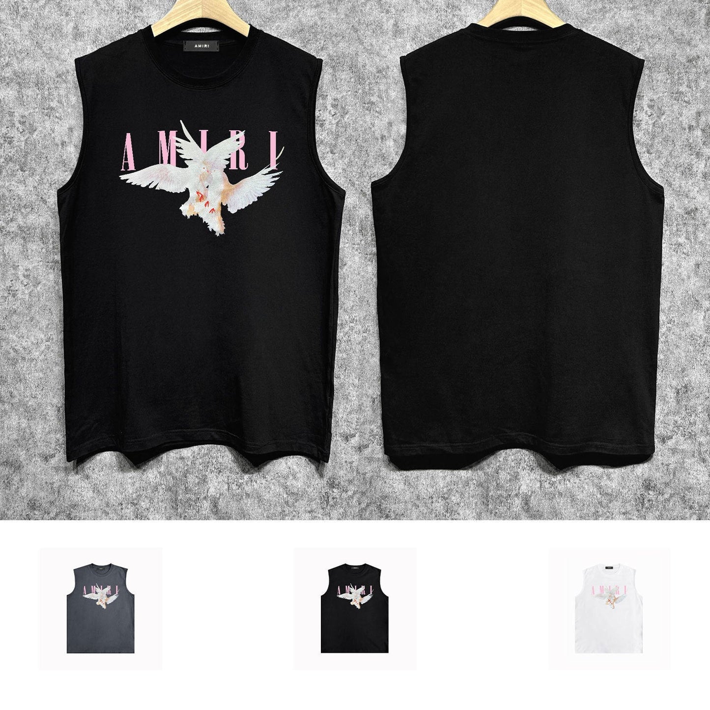 Amiri tank top pink peace dove printing