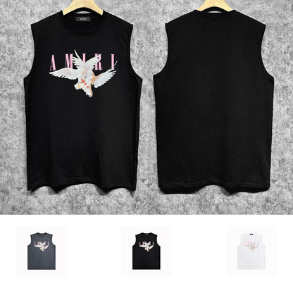 Amiri tank top pink peace dove printing