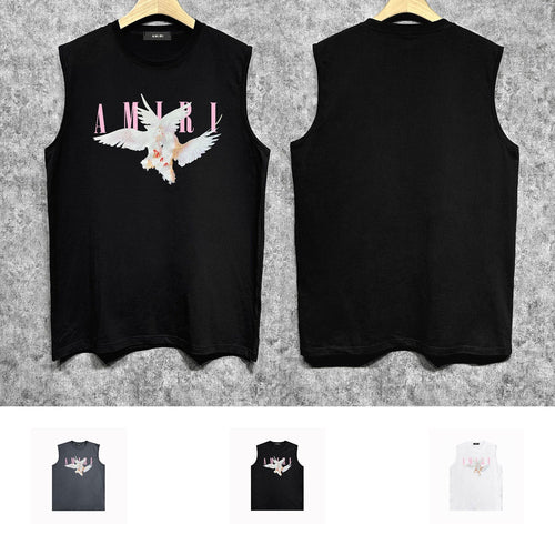 Amiri tank top pink peace dove printing