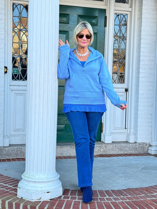 CLEAR PERRI HALF ZIPPER HOODIE