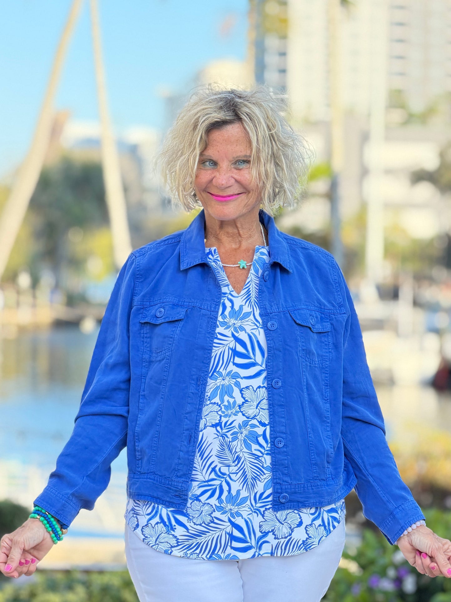 LULU B HIBISCUS COAST NOTCH TOP
