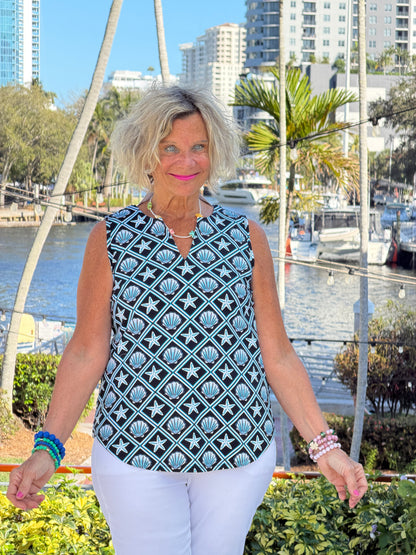 LULU B OCEAN TREASURES NOTCH TOP
