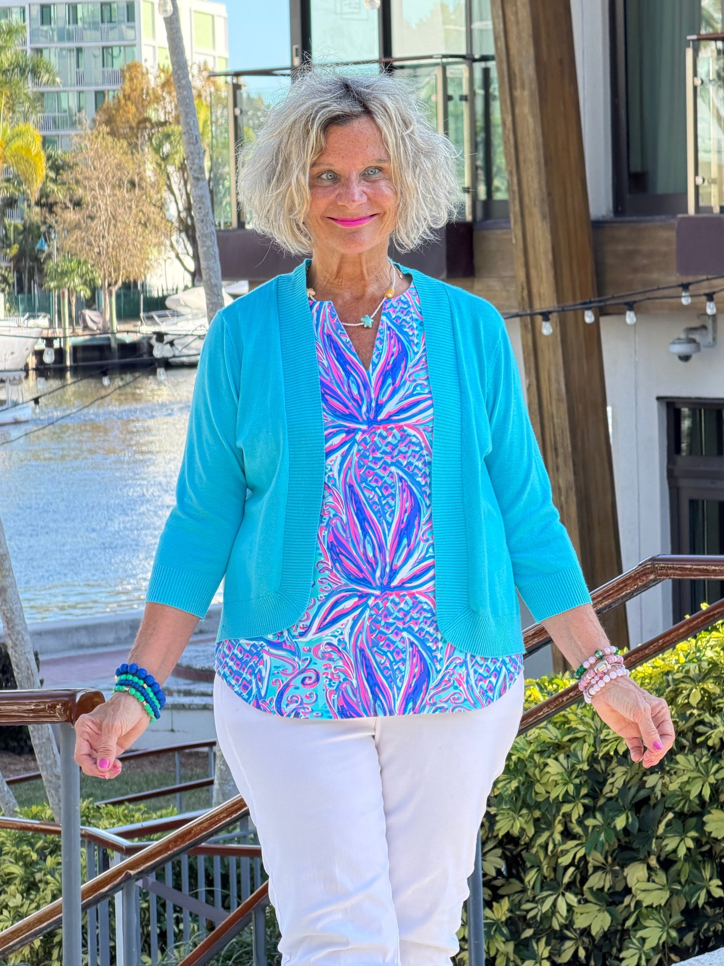 LULU B PALM ROYALE NOTCH TOP