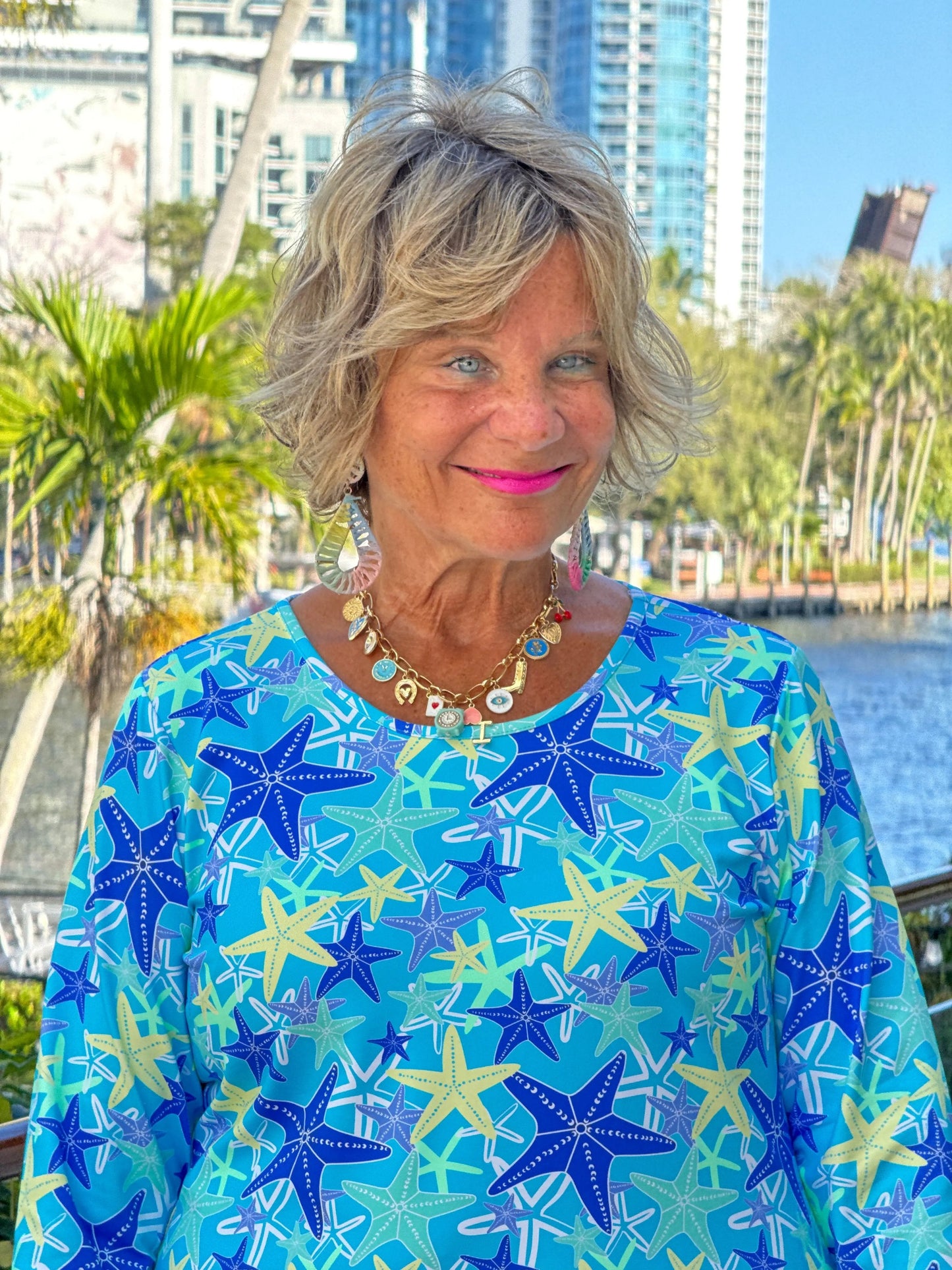 LULU B STARFISH SPLASH ASYMMETRIC TOP