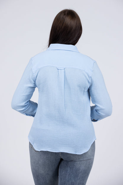Here We Are Women's Collared Long Sleeve Top