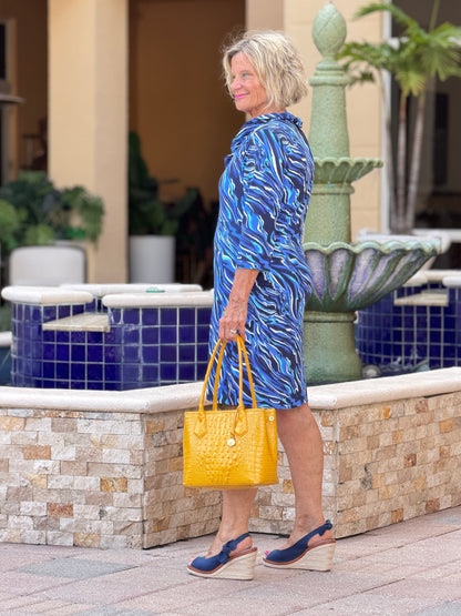 LULU-B SIZZLE BLUE RUFFLE SLEEVE DRESS