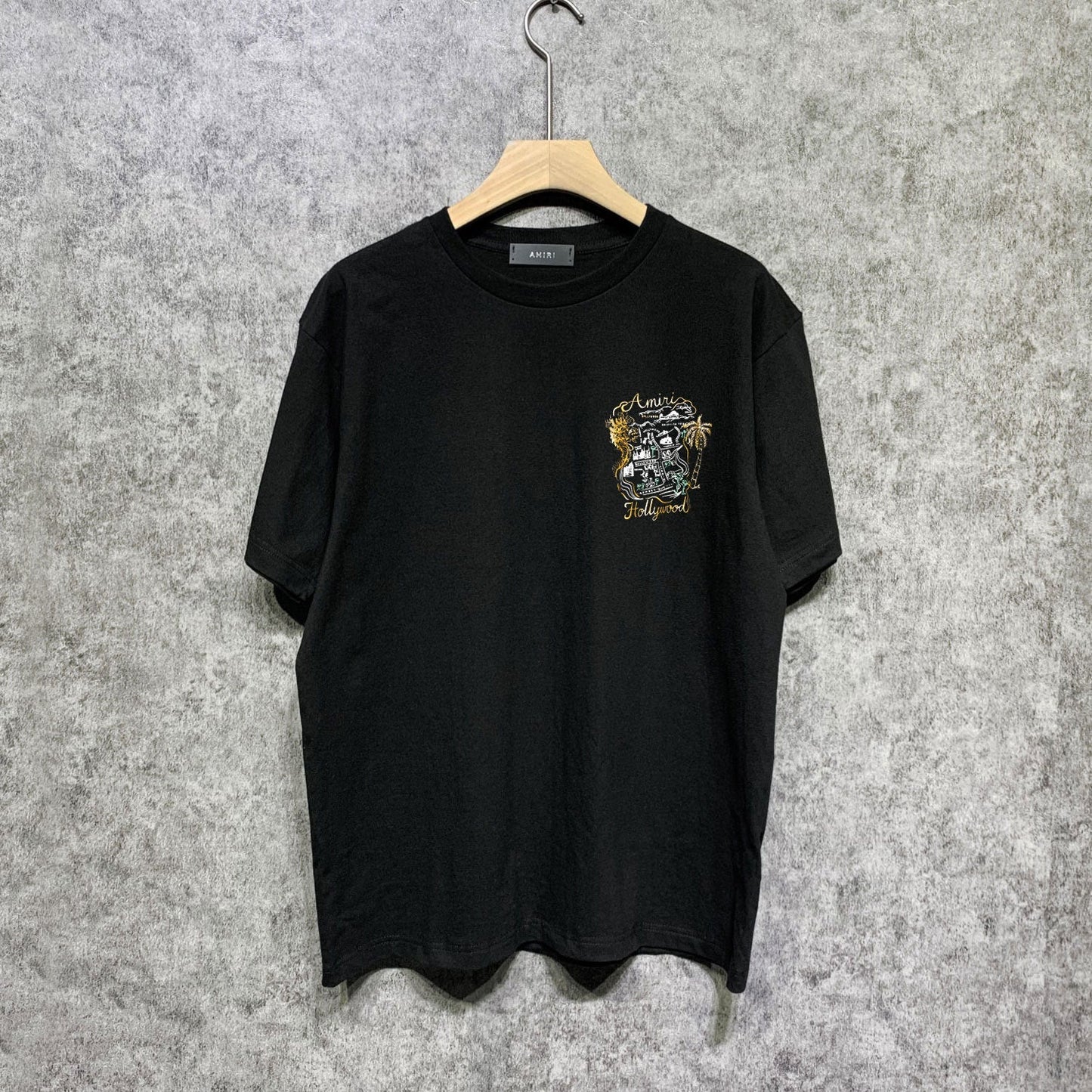 Amiri t shirts hollywood golden dragon printing short sleeve