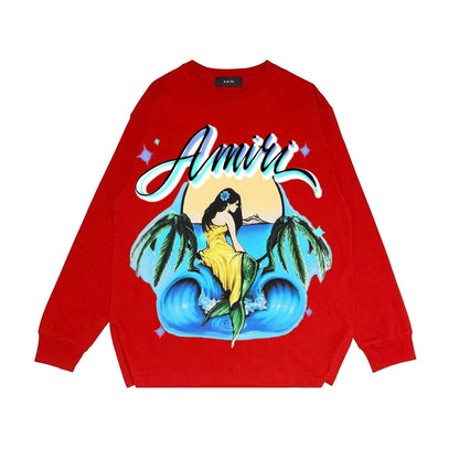 Amiri Long Sleeved Shirt Printed Trendy Pure Cotton