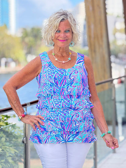LULU B PALM ROYALE CHA CHA TANK