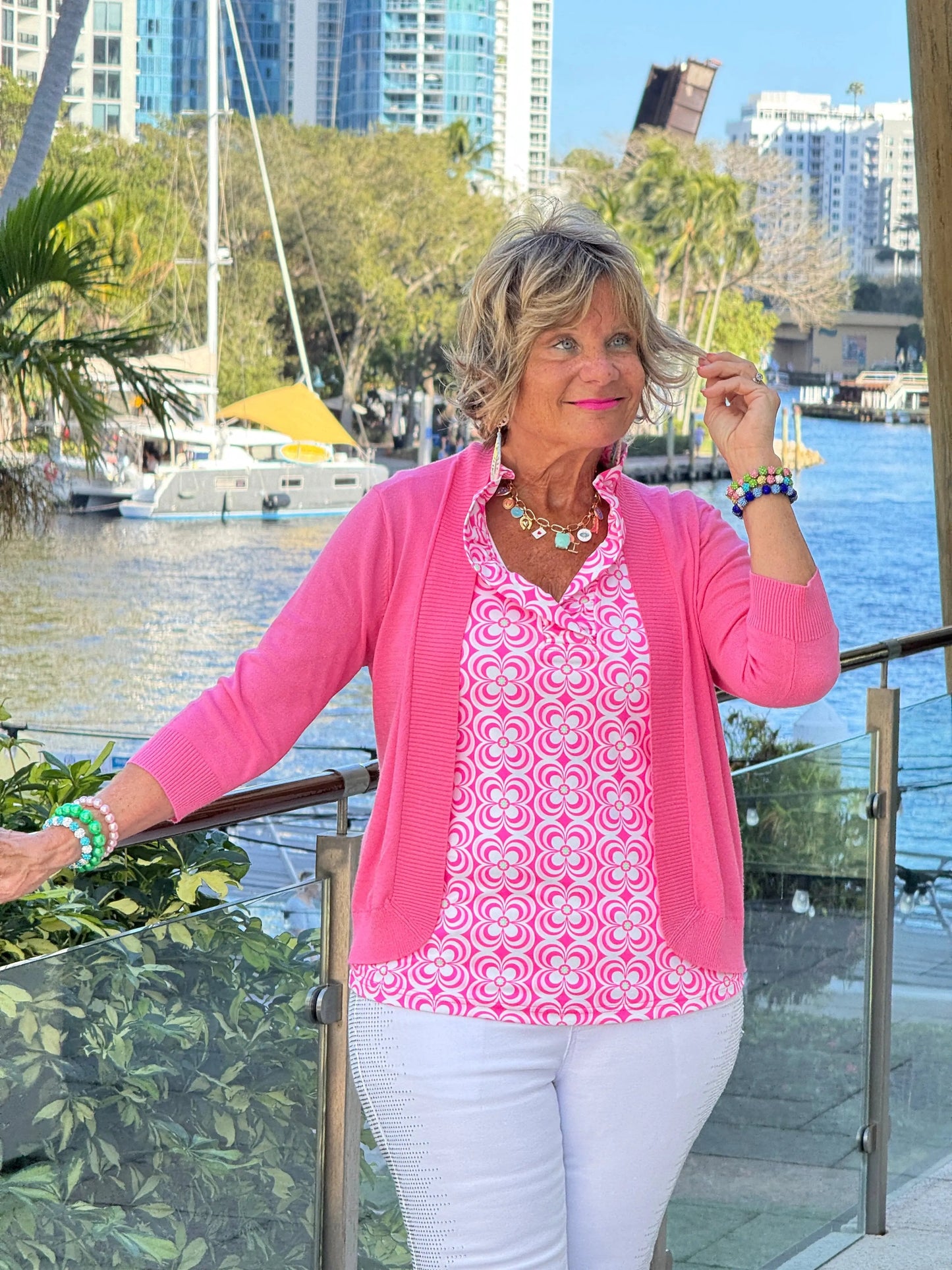 LULU B TROPIC PETALS SLEEVELESS RUFFLE TOP