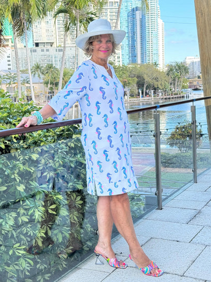 LULU B SHORELINE CHARM NOTCH SLEEVE DRESS