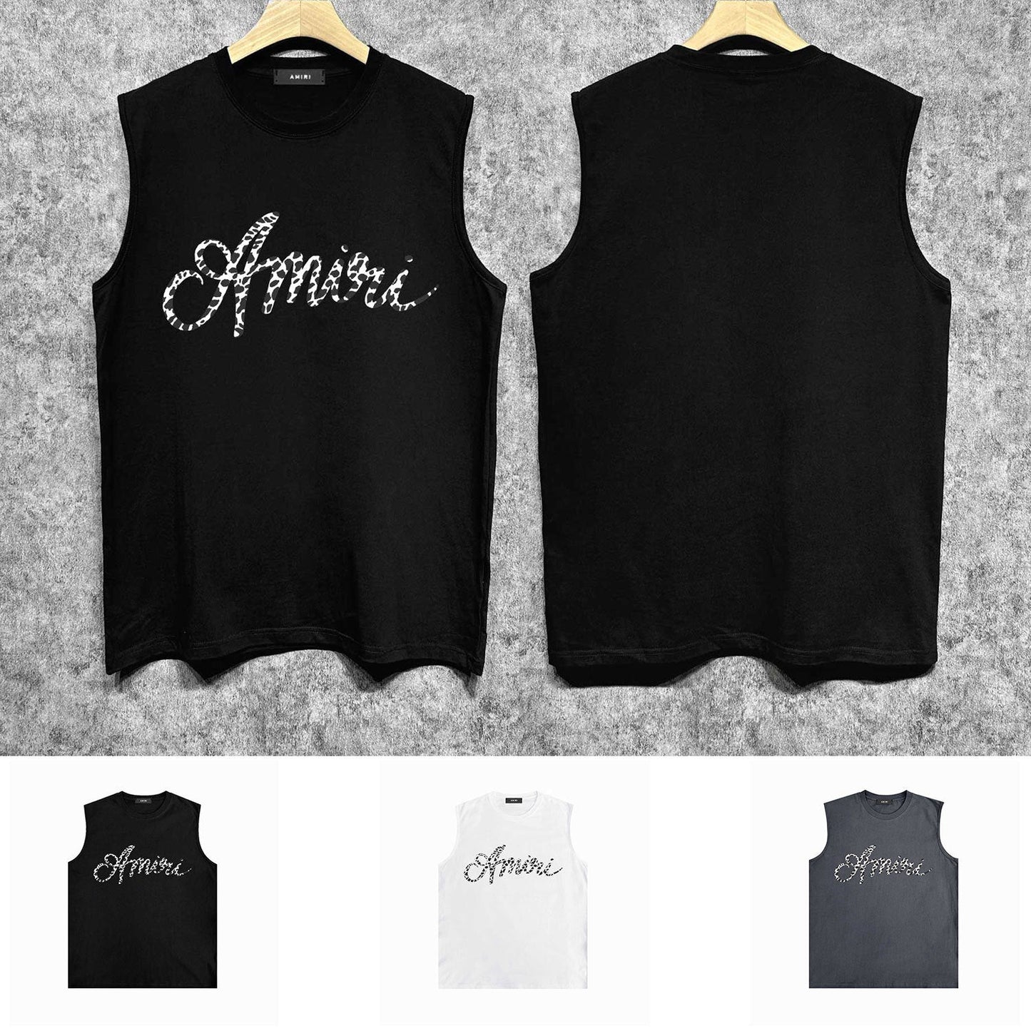 Amiri tank top silver ring snake letterprinting