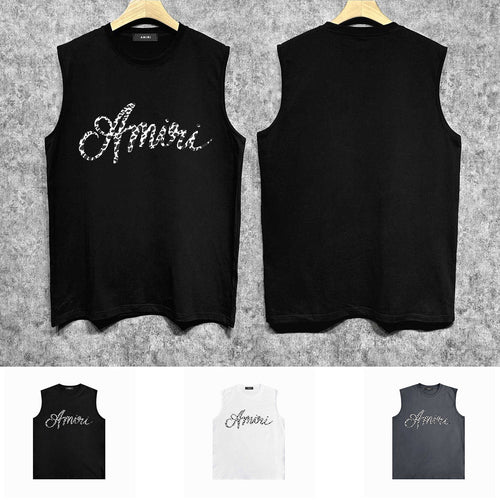 Amiri tank top silver ring snake letterprinting