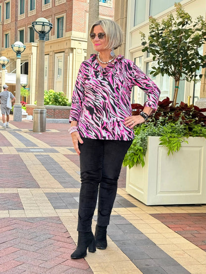 LULU-B PINK SIZZLE RUFFLE TOP