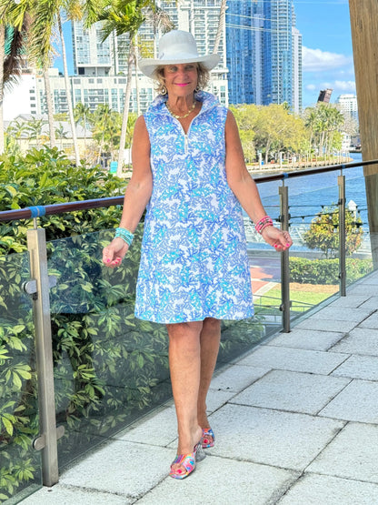 LULU B CORAL BREEZE ZIPPER SWING DRESS