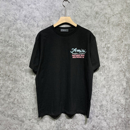 Amiri t shirts wine glass letterprinting short sleeves