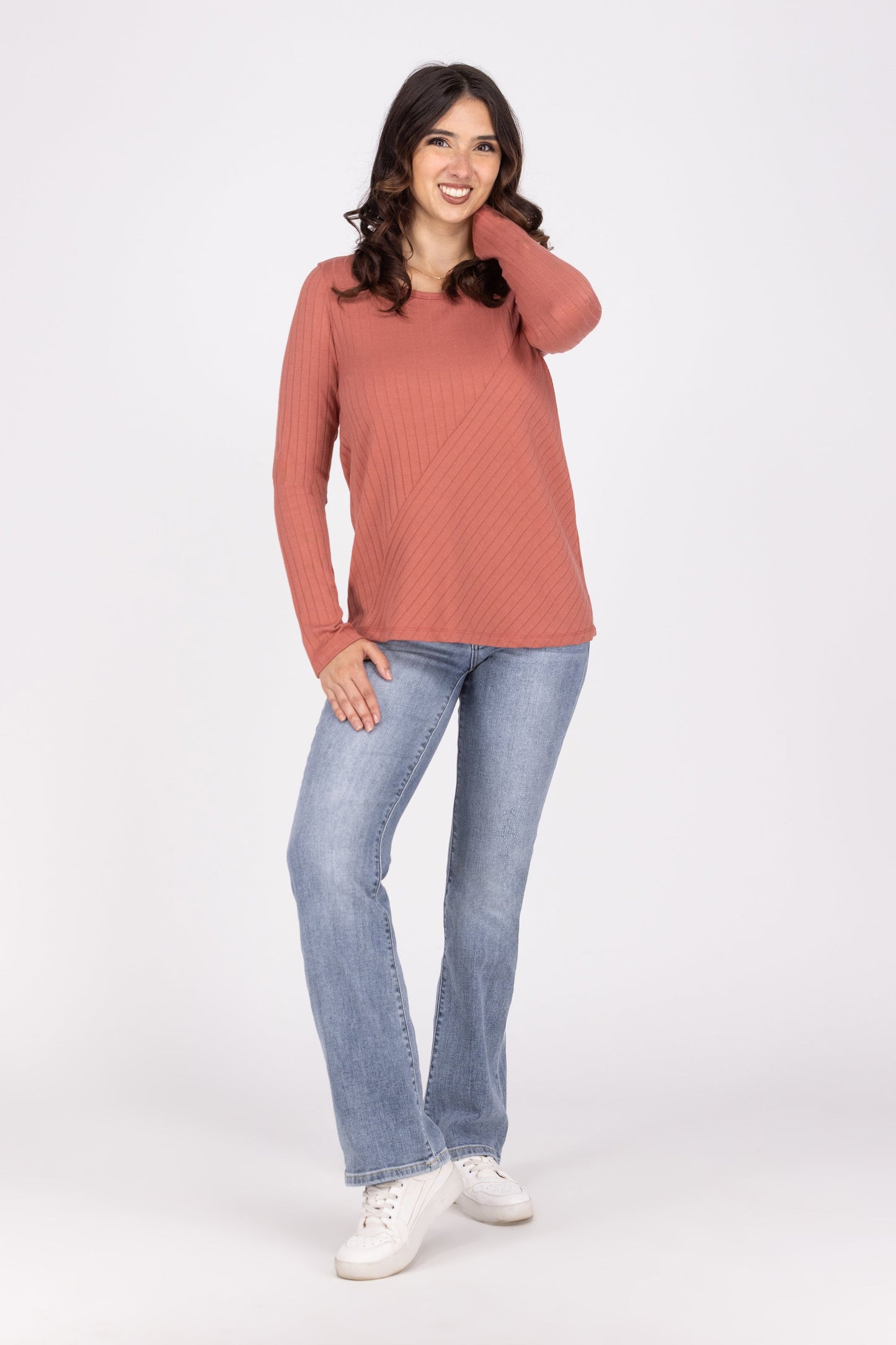 Two Of Us Women's Textured Long Sleeve Top
