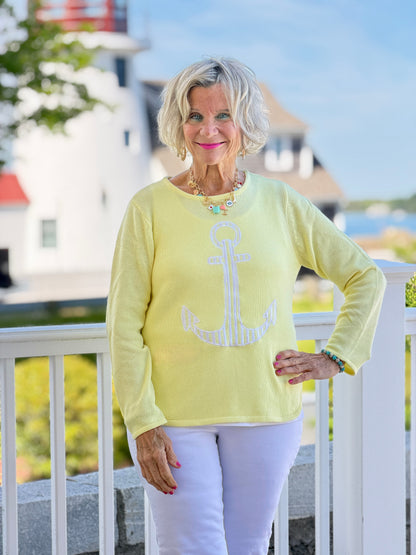 DOCKSIDE NAUTICAL YELLOW STRIPE ANCHOR