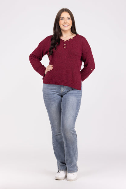Sheer Perfection Women's Relaxed Boucle Knit V-Neck Sweater