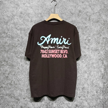Amiri t shirts wine glass letterprinting short sleeves
