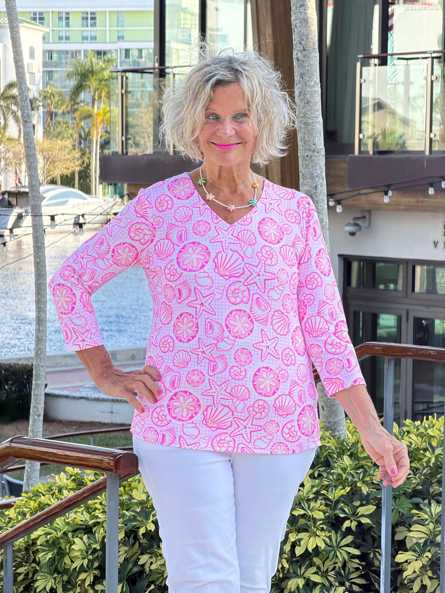LULU B STARFISH HARBOR V NECK TOP