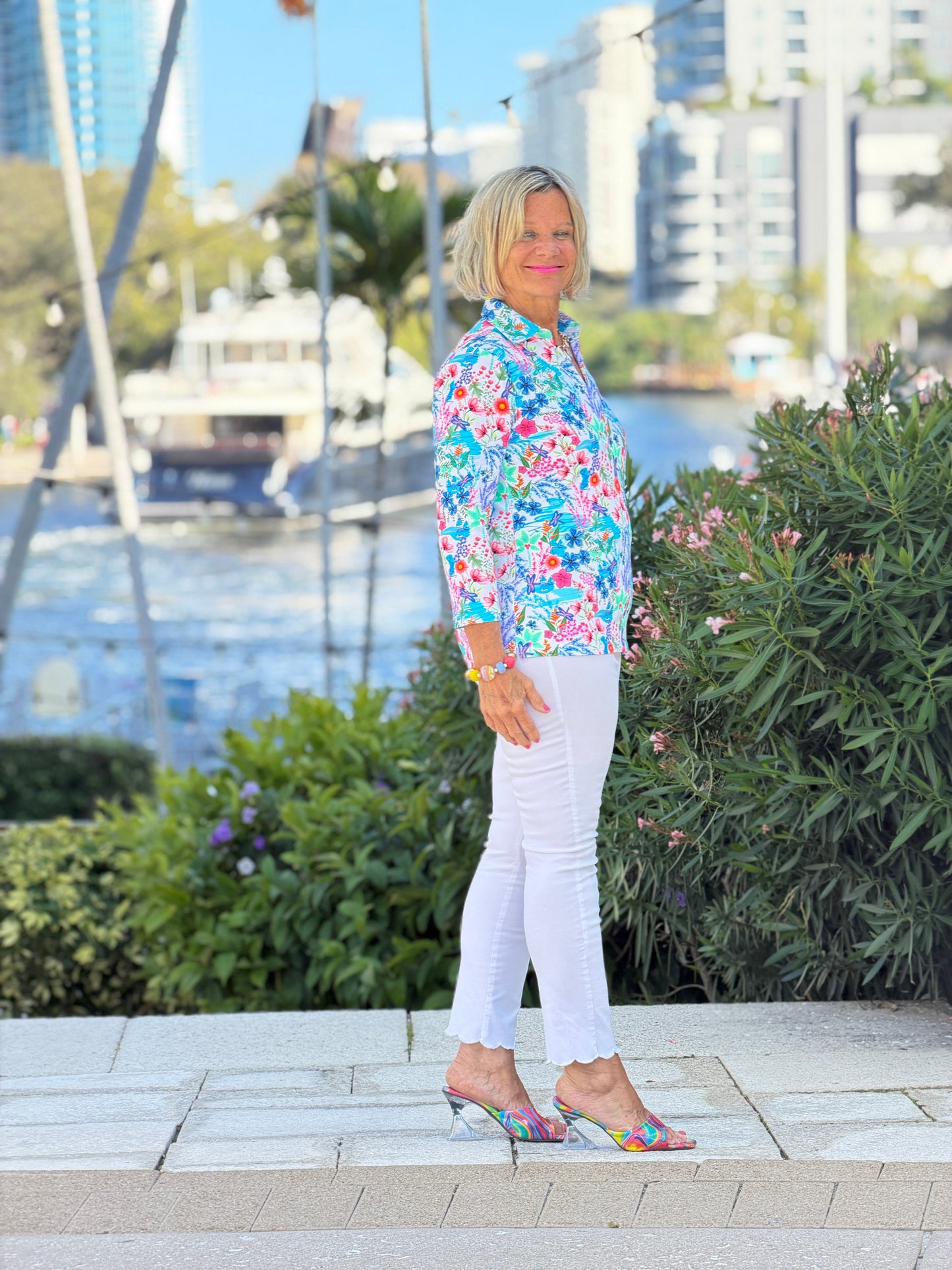 LULU B PARADISE GARDEN COLLAR SLEEVE TOP