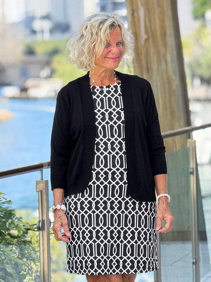 LULU B MIDNIGHT TRELLIS SHIFT DRESS