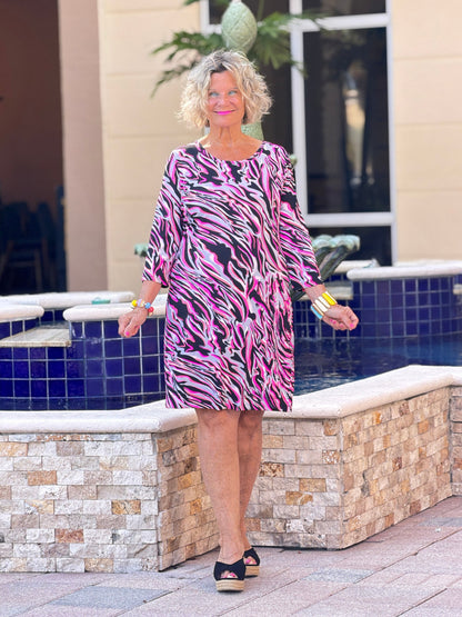 LULU-B SIZZLE PINK SLEEVE DRESS