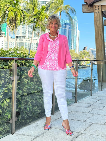 LULU B TROPIC PETALS SLEEVELESS RUFFLE TOP
