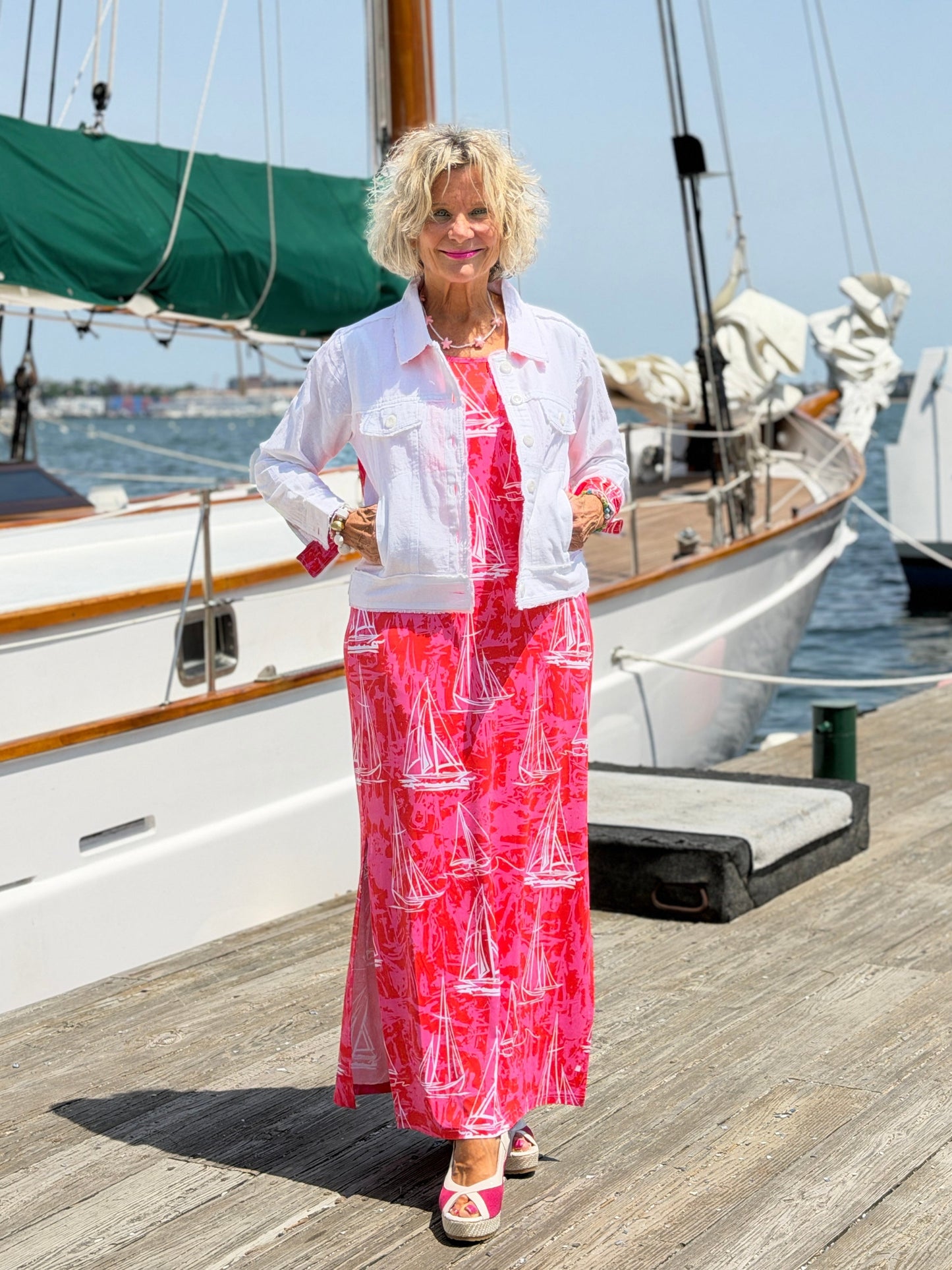 HARBOR LIGHTS RED  LINEN JACKET