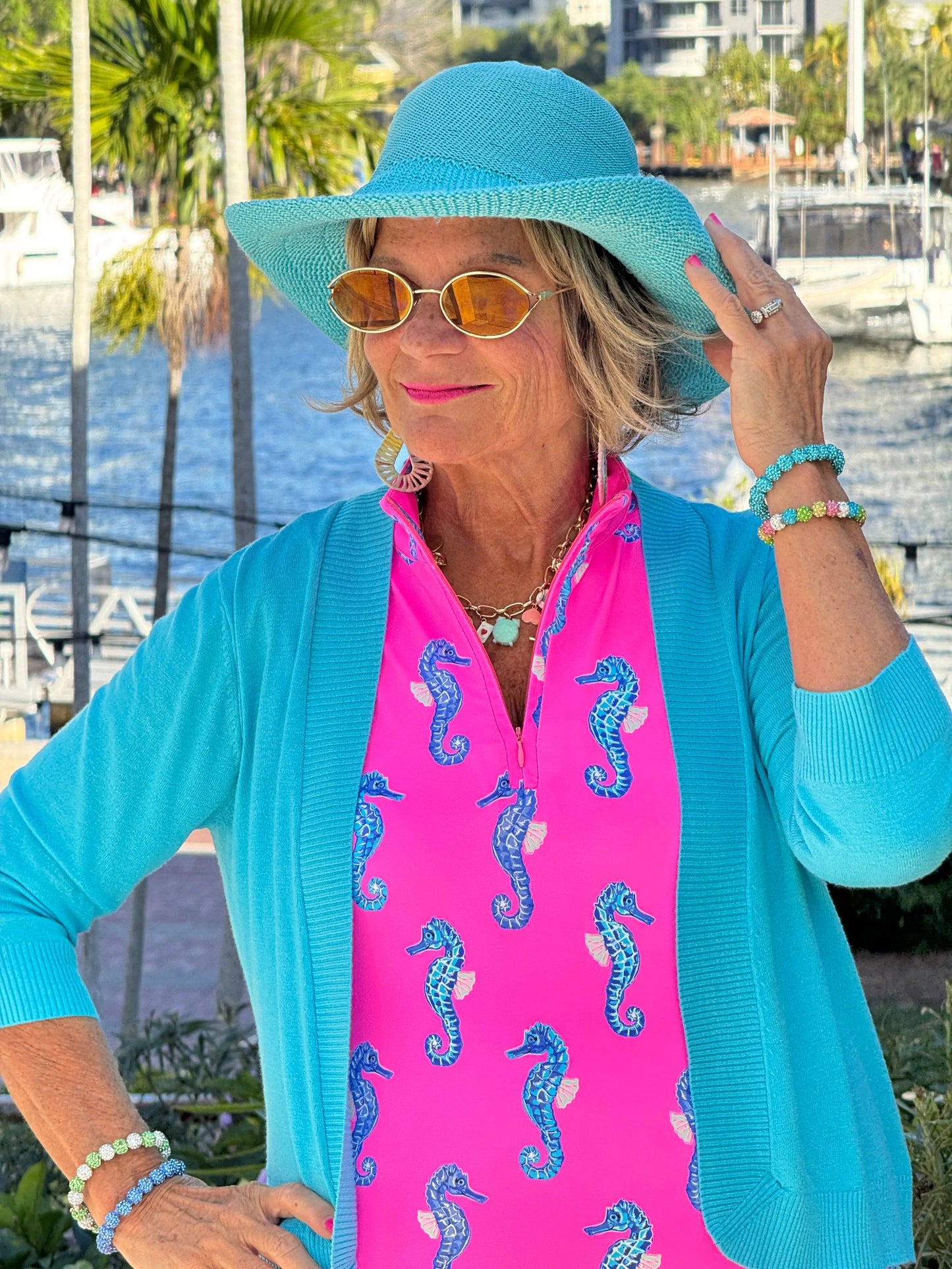 LULU B SEAHORSE BAY MIDI SLEEVELESS 1/4 ZIP MAXI DRESS