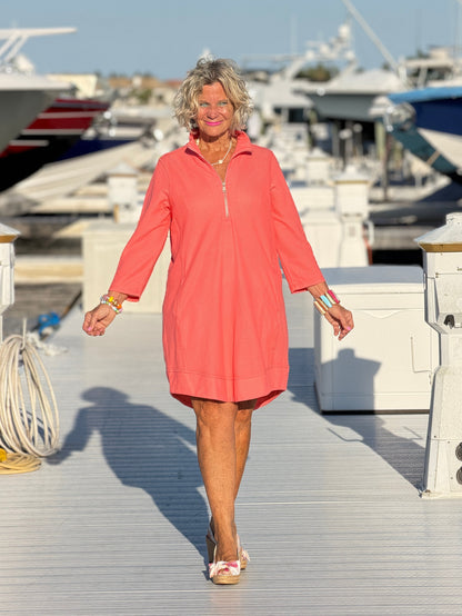 Lulu-b half zipper Salmon scuba dress