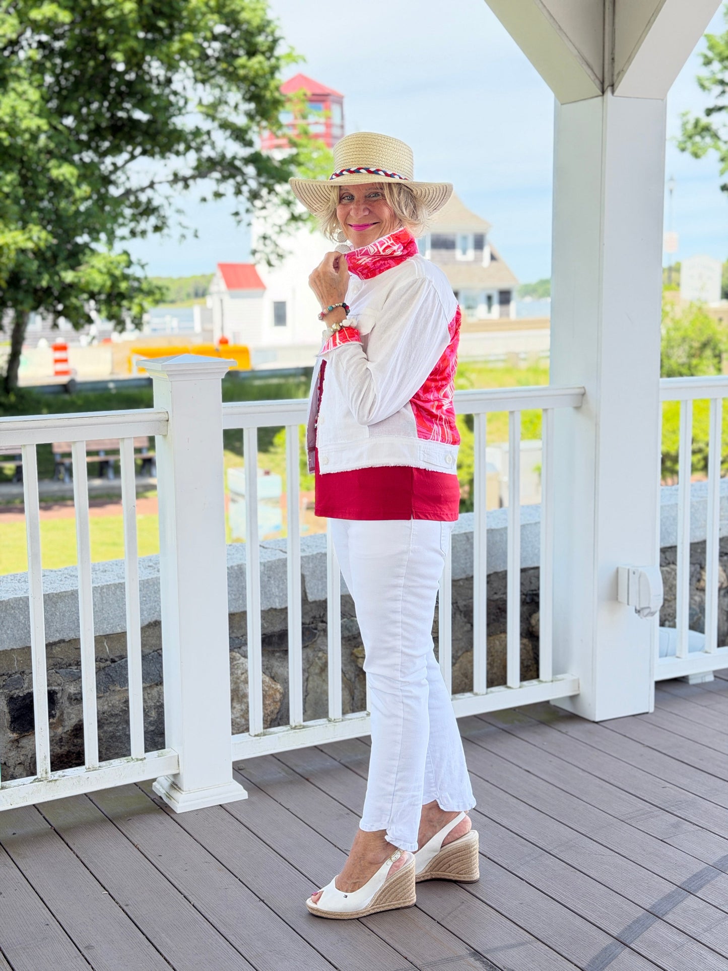 HARBOR LIGHTS RED LINEN JACKET