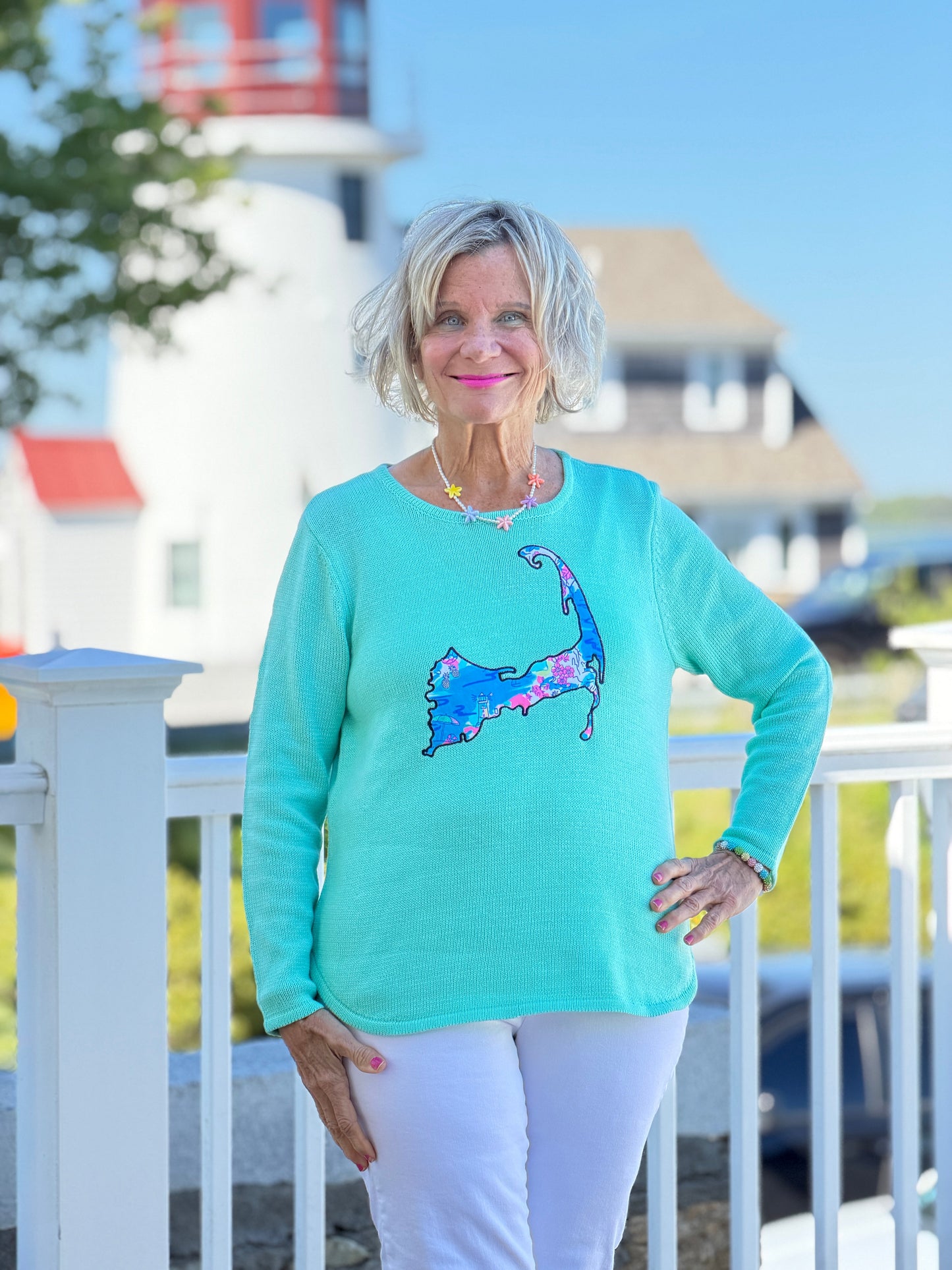 BEACH CLUB SEAFOAM CAPE COD MAP SWEATER