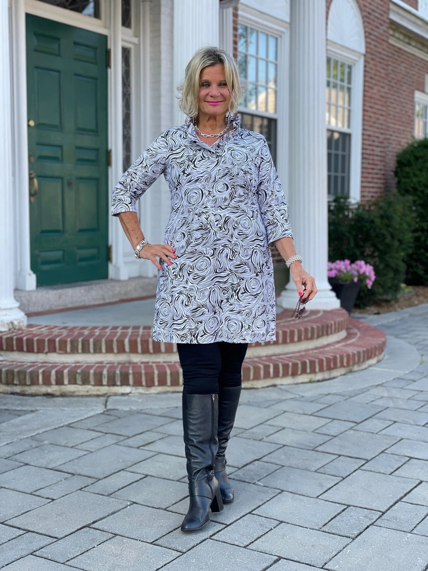 ELEGANT EXPRESSIONS RUFFLE NECK DRESS