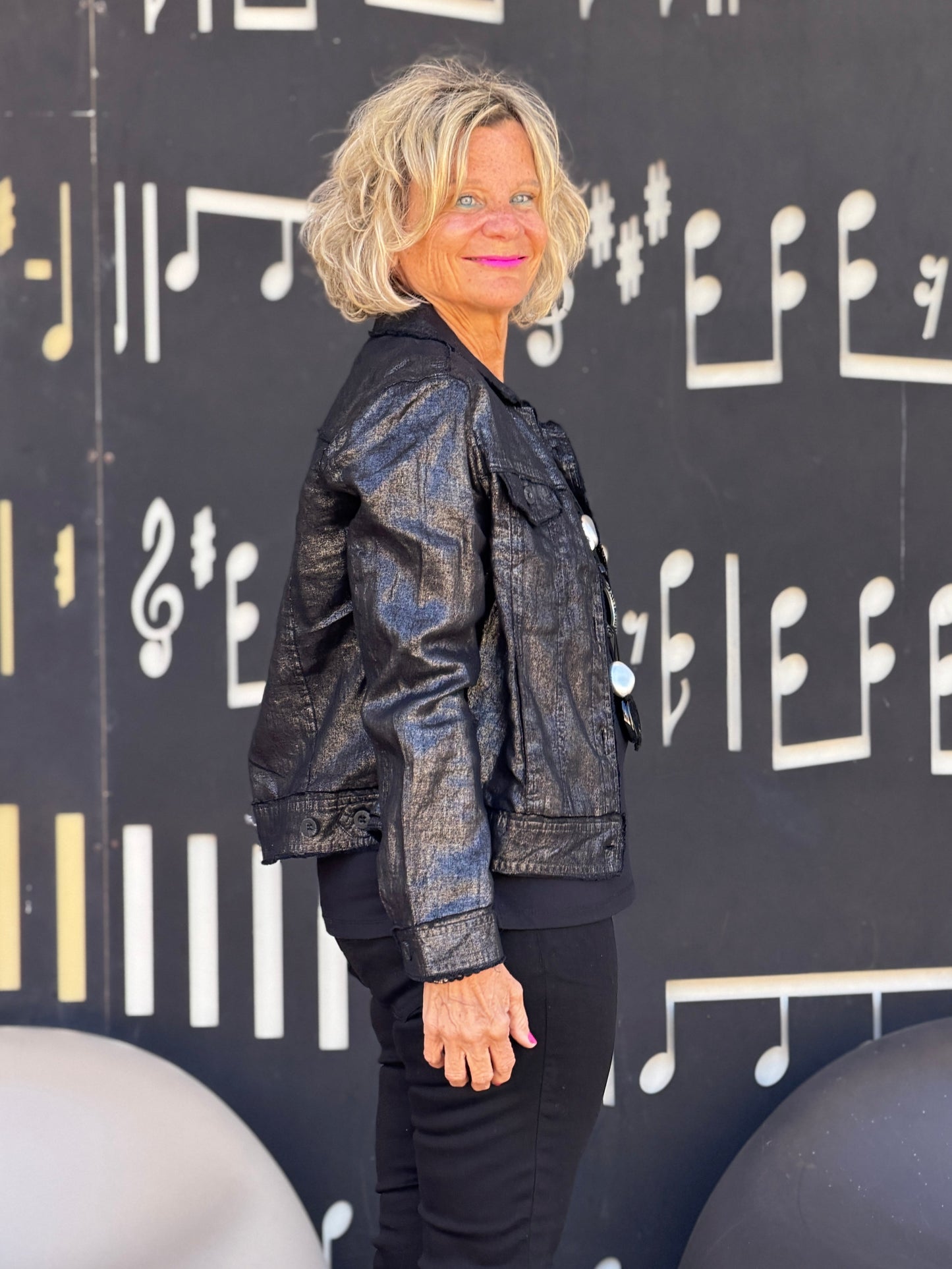 LULU B BLACK METALLIC JACKET