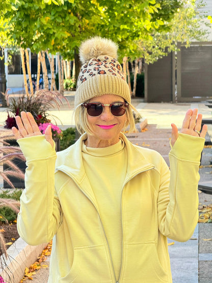 Leopard Pom Pom Hat