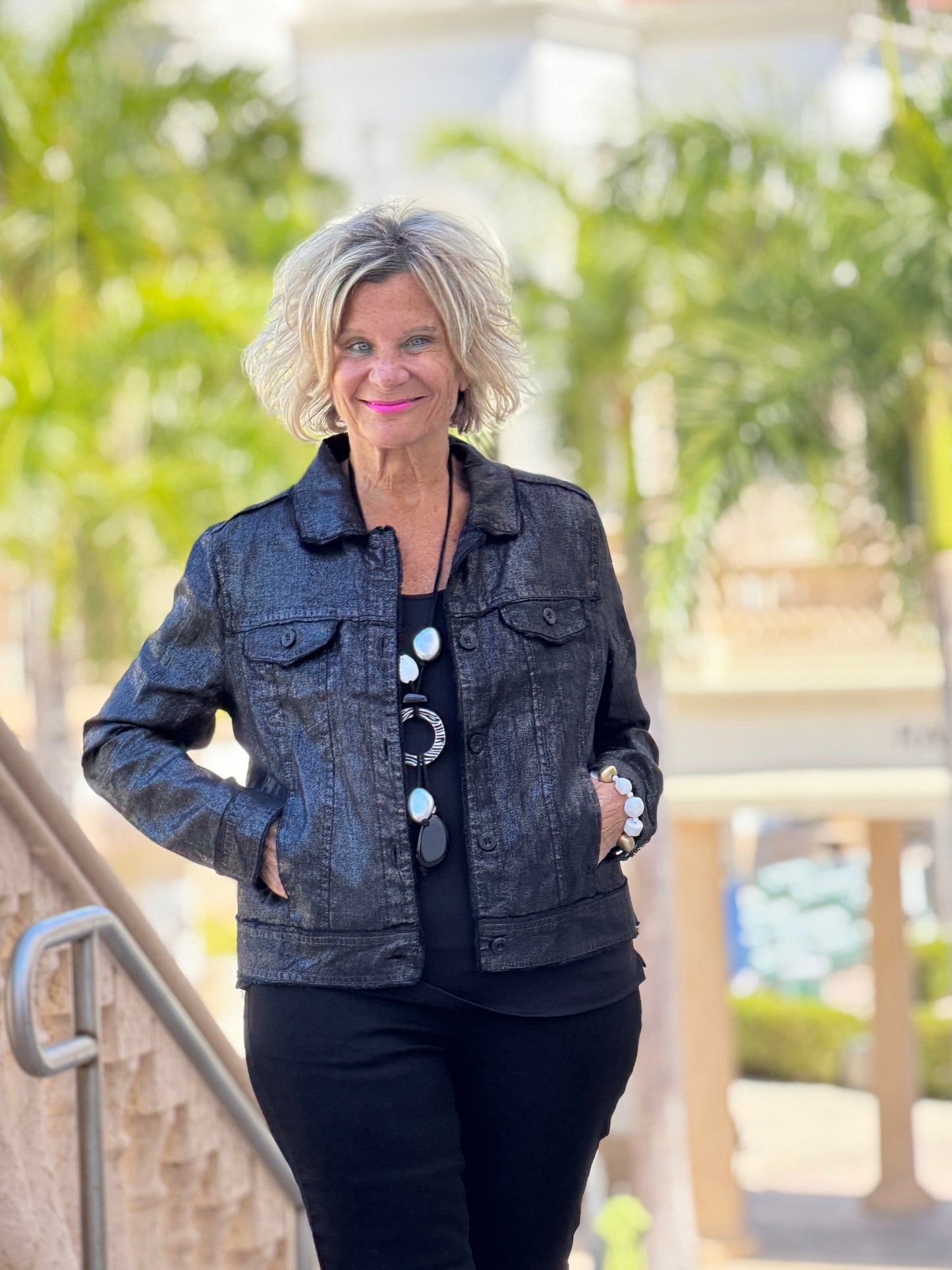 LULU B BLACK METALLIC JACKET