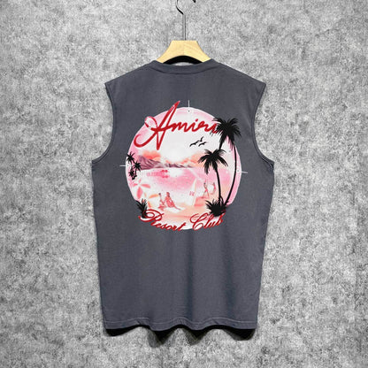 Amiri tank top pink beach print
