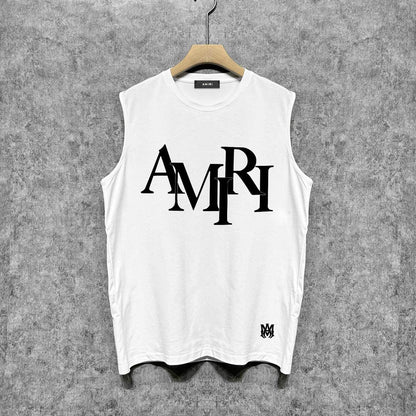 Amiri tank top with overlapping letter foam printing