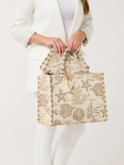 COASTAL JACQUARD TOTE,BEIGE