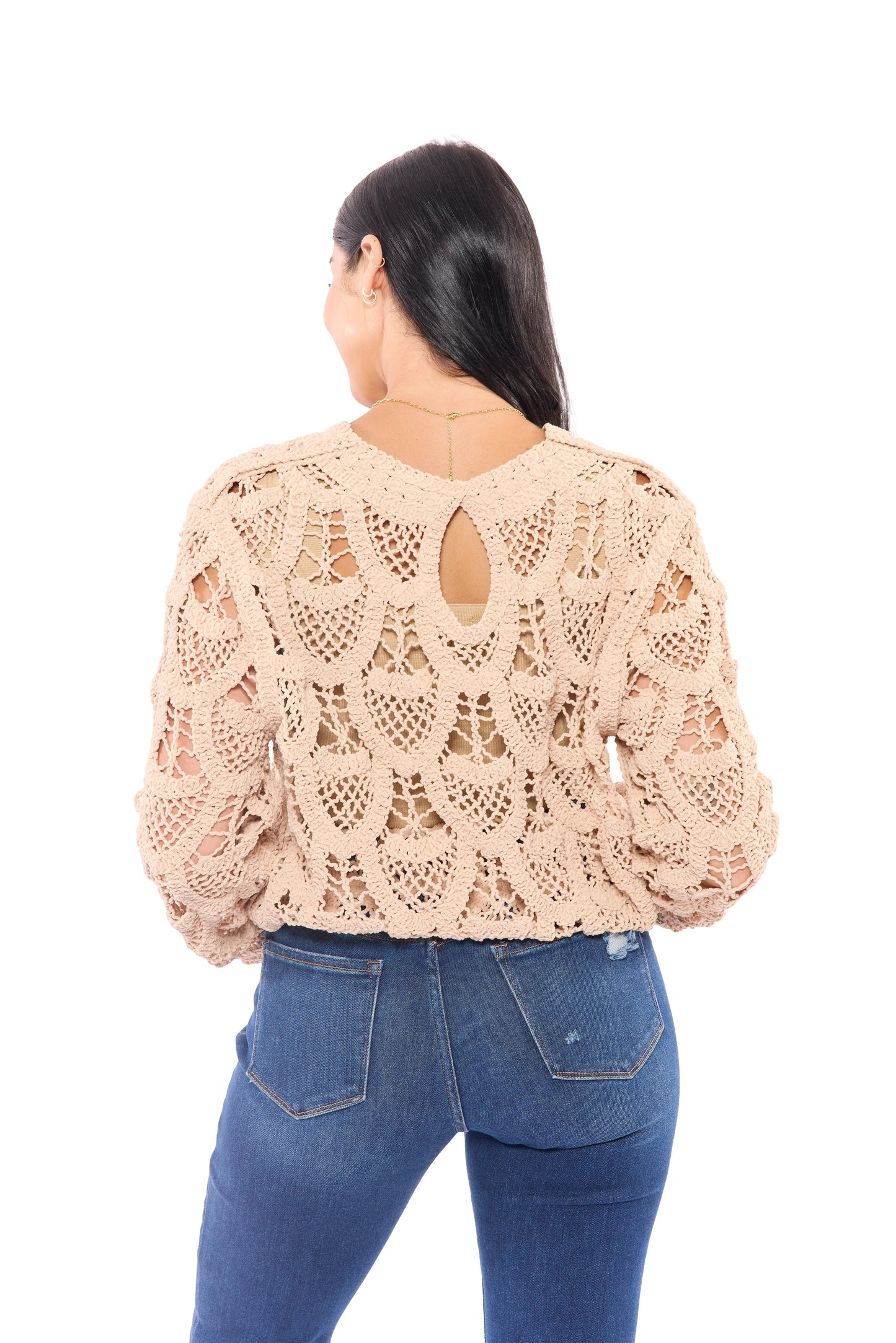 ALB Exclusive Crochet Into The Night Women's Textured Long Sleeve Top
