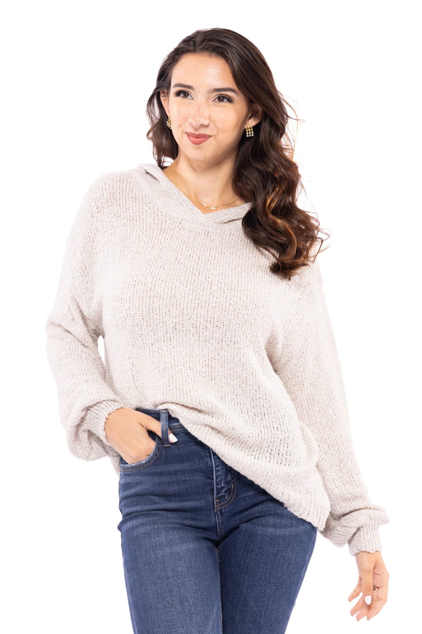So Fine Women's Semi-Sheer Knit Lightweight Hoodie