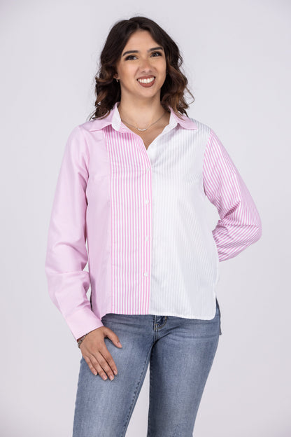 Nothing New Women's Striped Color-Blocked Long Sleeve Top