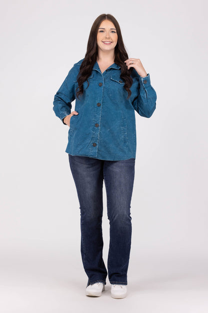 Let's Get Together Women's Collared Button Down Shacket