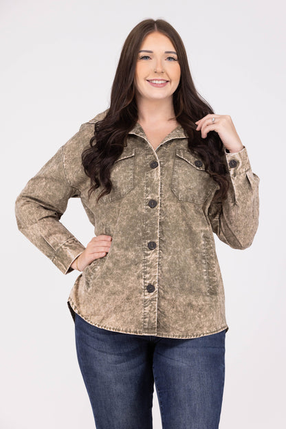Let's Get Together Women's Collared Button Down Shacket