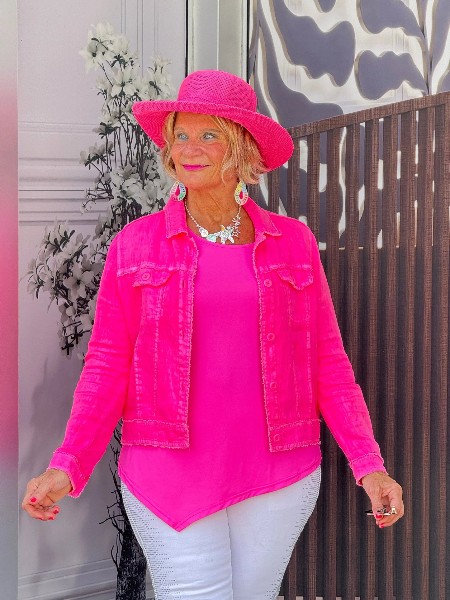 LULU B  HOT PINK LINEN JACKET