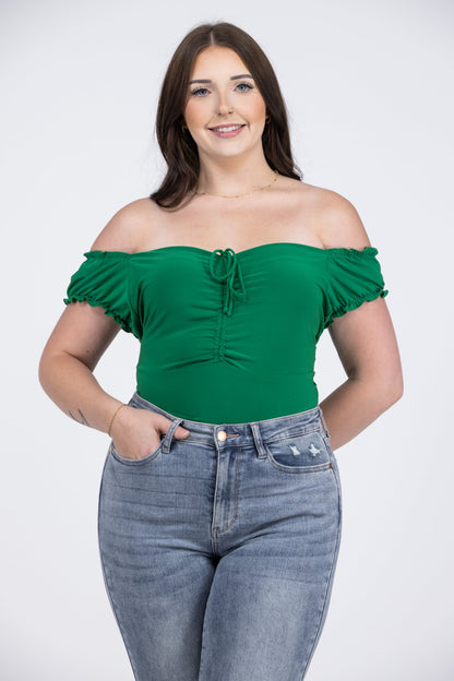Lovely Embrace Women's Fitted V-Neck Ruffled Sleeve Top