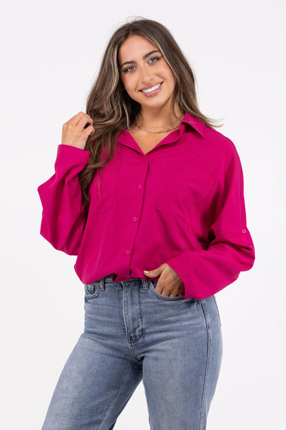 Putting In Work Women's Button Up Long Sleeve Top