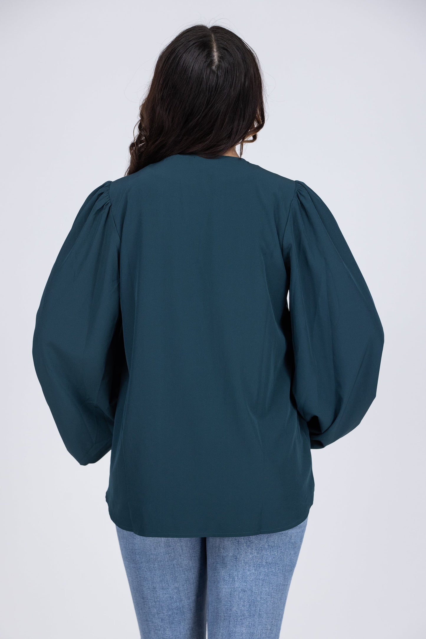 Meeting For Business Women's V-Neck Balloon Sleeve Top
